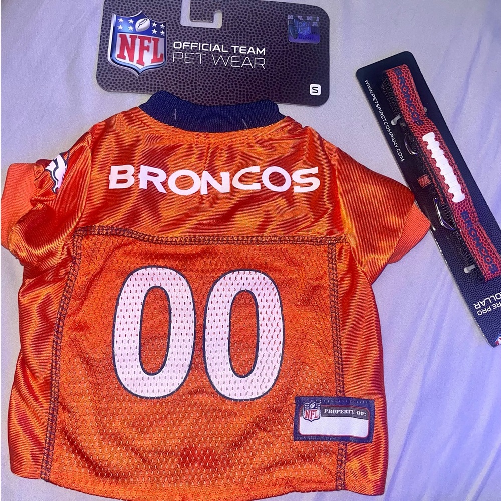 DENVER BRONCOS NFL PET SHIRT & COLLAR~ NWT!!
